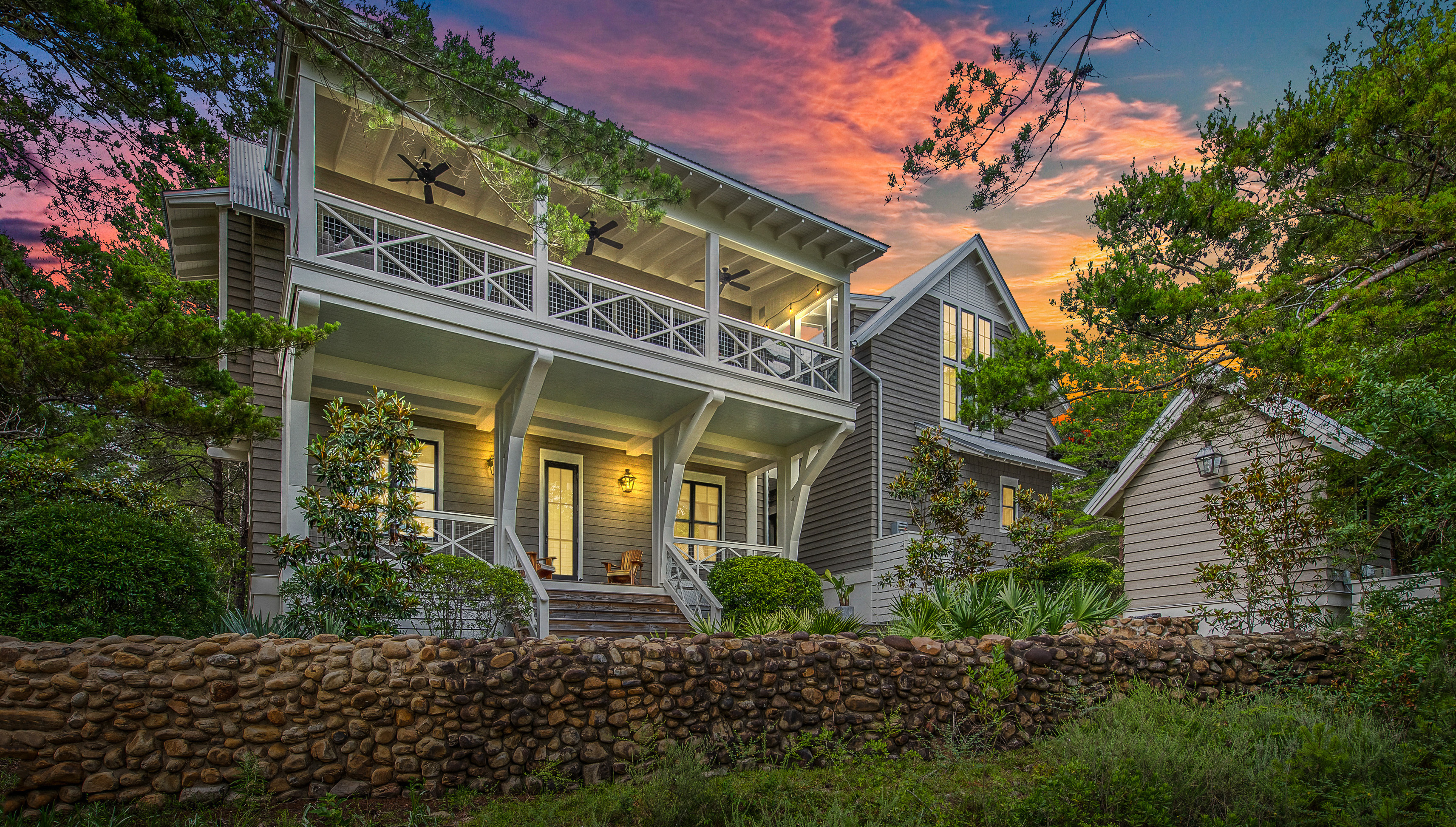 A beautiful Draper Lake home pictured at sunset